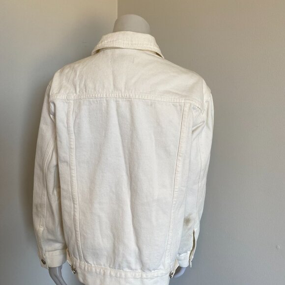 Women's White Cotton Jean Jacket Never Worn - Picture 4 of 8